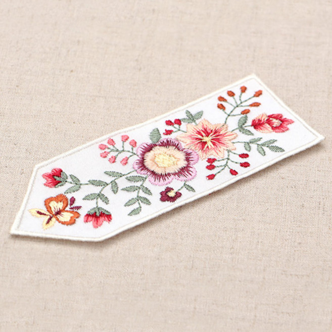 한복용 오각 꽃 자수장식 부자재, 흰색, 1개