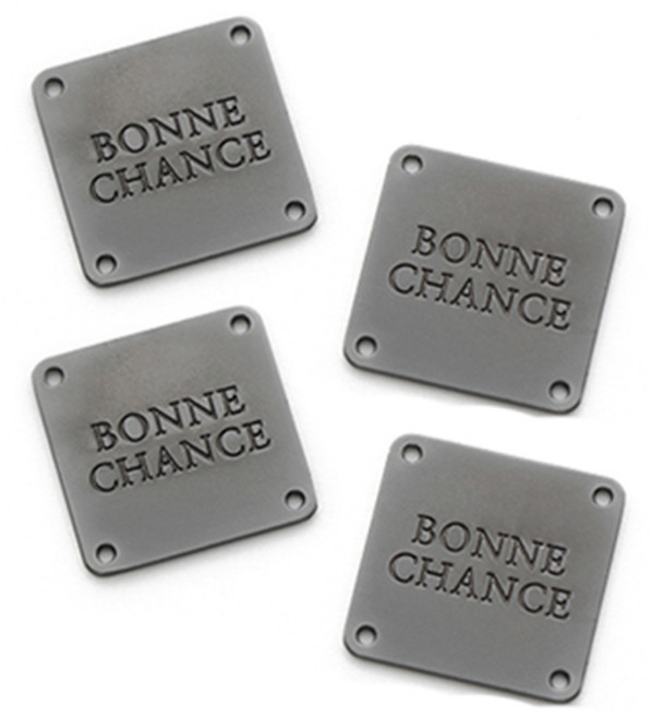 해피베어스 정사각 본 샹스 금속라벨, 메탈그레이, 4개