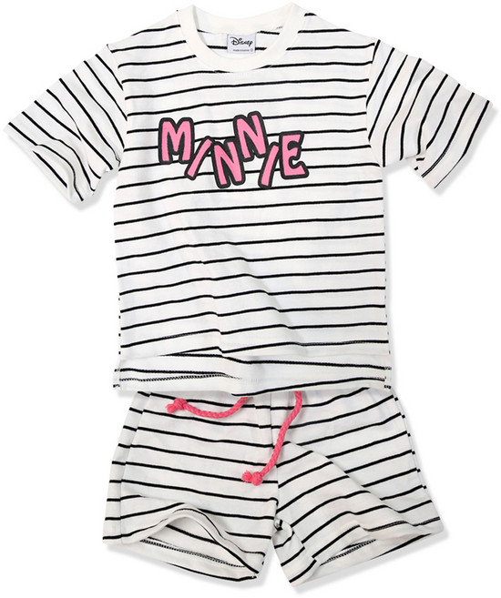 리틀래빗 여아용 줄지 미니 반팔 상하의 세트