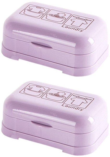 더자카 북유럽풍 스케치 비누곽 세트, 퍼플, 2개