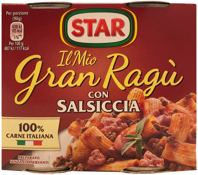 스타 라구소스 소시지 캔, 180g, 2개