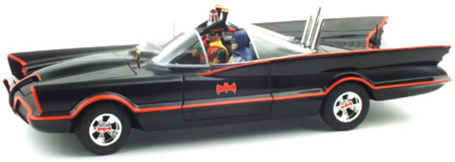 HOTWHEELS BATMAN Classic TV Series BATMOBILE with Batman and Robin 자동차 다이캐스트 HW285975BK, 혼합 색상, 1개