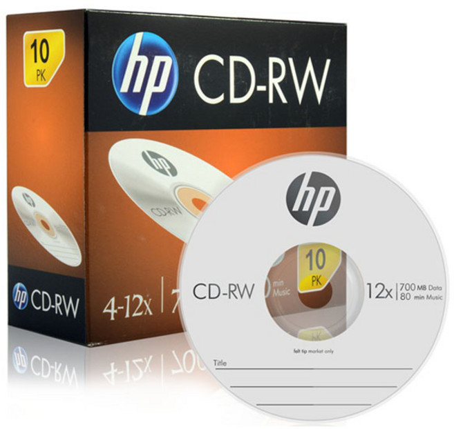 HP CD-RW 4-12X 700MB 슬림 케이스 10p, 1개