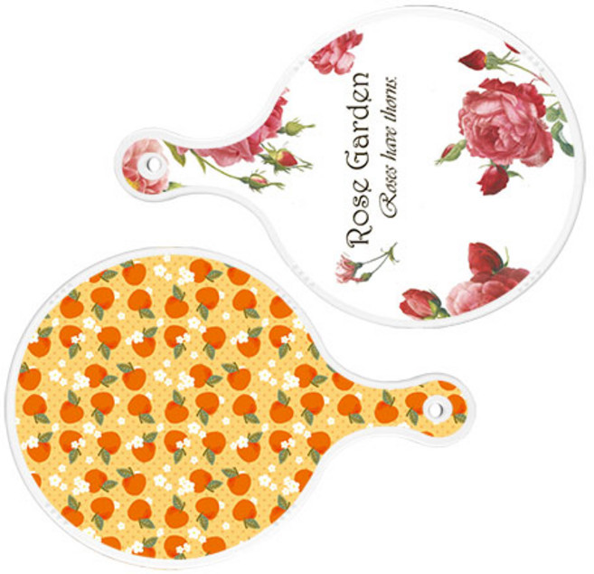 로엠디자인 서빙 도마 보드 2p RoseGarden원형 세트, RoseGarden원형, 오렌지복숭아원형, 1세트