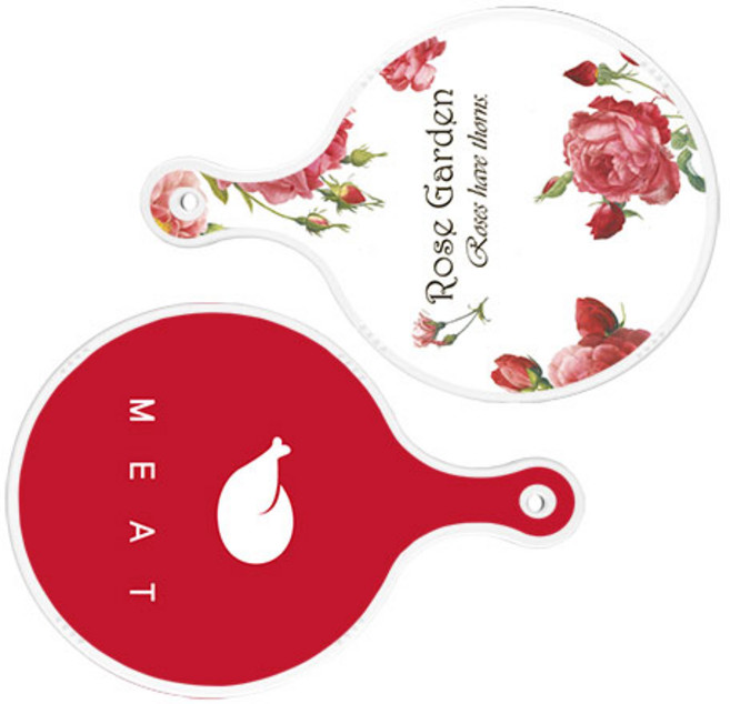 로엠디자인 서빙 도마 보드 2p RoseGarden원형 세트, RoseGarden원형, 미트레드원형, 1세트