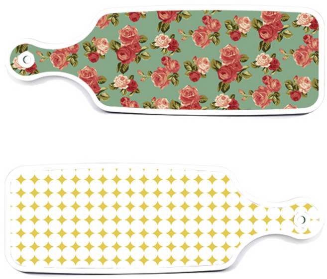 로엠디자인 서빙 도마 보드 2p 원형패턴 파스텔옐로우 세트, 원형패턴 파스텔옐로우, 취람색장미, 1세트