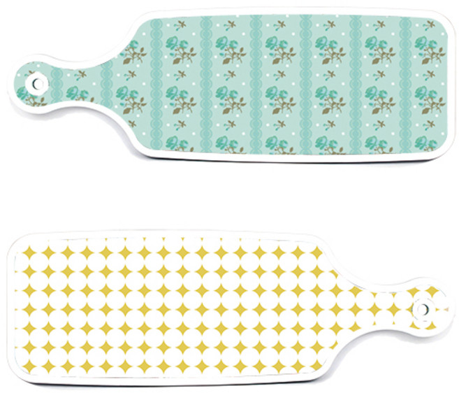 로엠디자인 서빙 도마 보드 2p 세트, 원형패턴파스텔옐로우 + 옥색로즈, 1세트