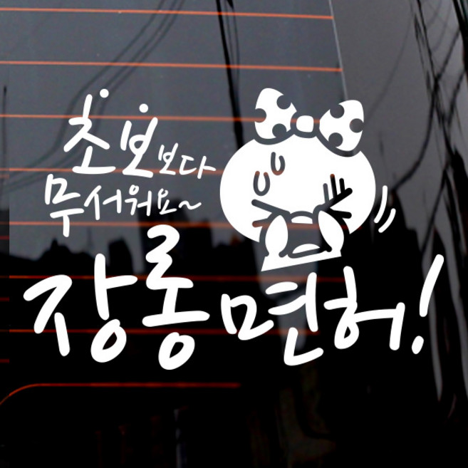 제제데코 자동차 스티커 장롱면허 쁘띠, 화이트, 1개