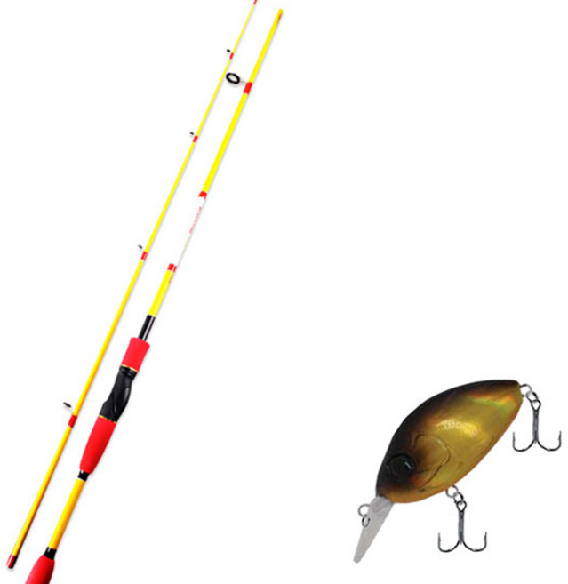 아피스 배스게임 XT 루어 낚싯대 옐로우 + 다미끼 디씨-200 하드 베이트 루어 55mm 236H BLACK GOLD HOLO, 1세트