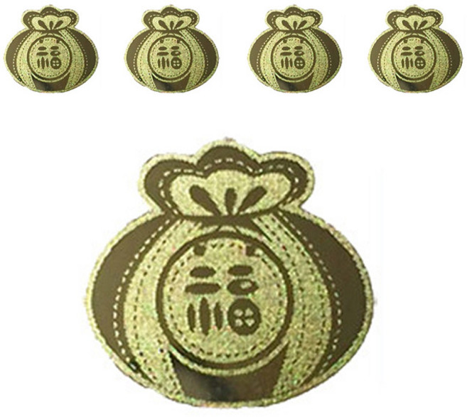 럭키심볼 24K골드 행운의 황금 복주머니 전자파 차단 스티커, 혼합 색상, 5개