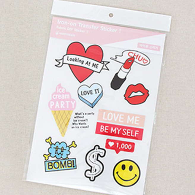 해피베어스 아이론 스티커 핫픽스, 02 펀 & 러브, 1개