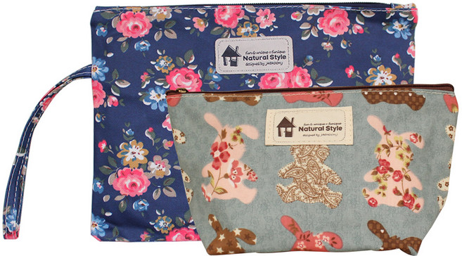 퍼닉 유니크 손잡이 파우치 로즈부케 2p 세트