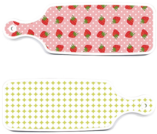 로엠디자인 서빙 도마 보드 2p 원형패턴파스텔연두 세트, 원형패턴파스텔연두, 핑크딸기, 1세트