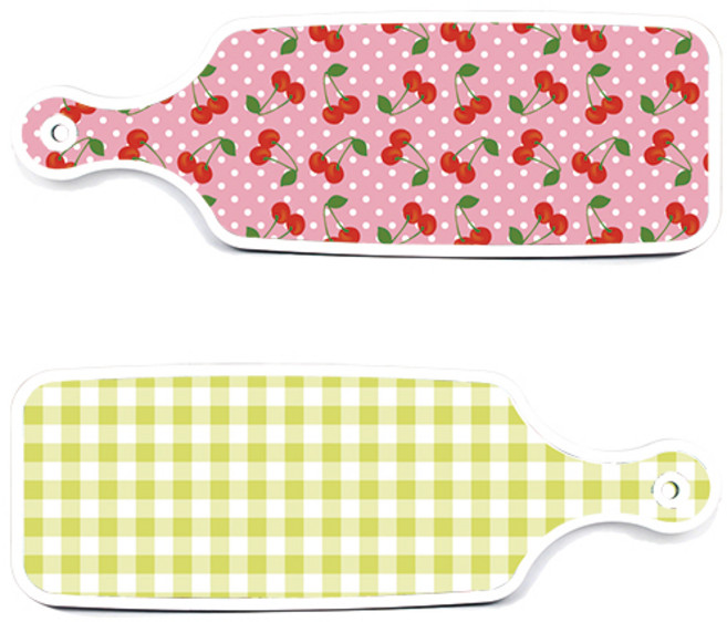 로엠디자인 서빙 도마 보드 2p 체크파스텔 연두 세트, 체크파스텔연두, 핑크체리, 1세트