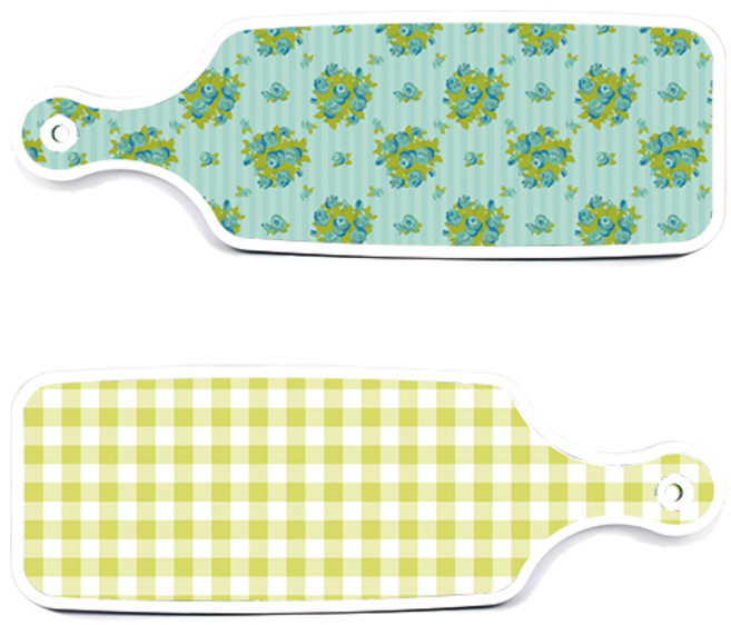 로엠디자인 서빙 도마 보드 2p 체크파스텔 연두 세트, 체크파스텔연두, 옥색넝쿨로즈, 1세트