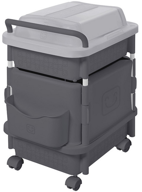 포켓 컬러풀 이동식 2단 수납함, 다크그레이