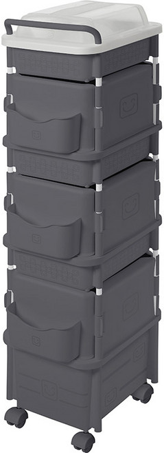 리빙스마일 포켓 컬러풀 이동식 수납함세트 혼합4단, 다크그레이, 1세트