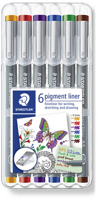 STAEDTLER 施德樓 308SSB6 彩色代針筆 6色組 0.5mm, 橘色, 紅色, 紫色, 藍色, 藍色, 綠色, 深棕色, 1套
