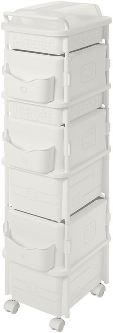 리빙스마일 포켓 컬러풀 이동식 수납함 멀티트윈4단, 화이트, 1세트