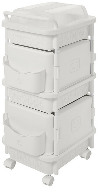 리빙스마일 포켓 컬러풀 기저귀 정리함 일반형 3단, 화이트