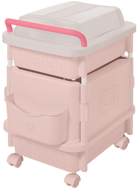 포켓 컬러풀 이동식 2단 수납함, 핑크