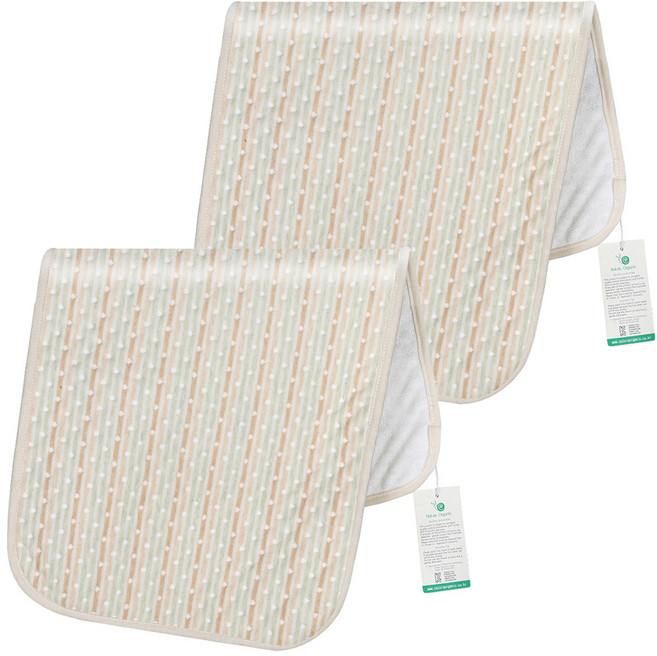 네츄라오가닉 휴대용 밤부 누빔 기저귀 교체 방수패드 2p, 다색단가라 + 화이트, 1개