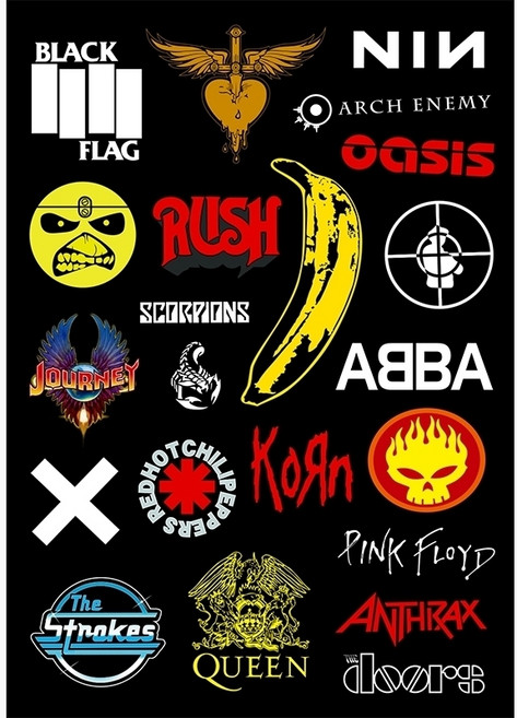 파티복닷컴 밴드팀 22종 세트 캐리어 스티커 STST0026, 혼합 색상, 1세트