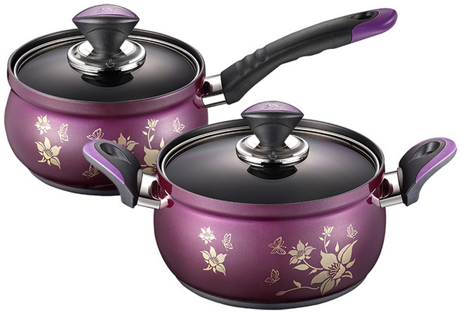 PN풍년 포시아 풍경 냄비 2p, 바이올렛, 16cm 편수 + 18cm 양수