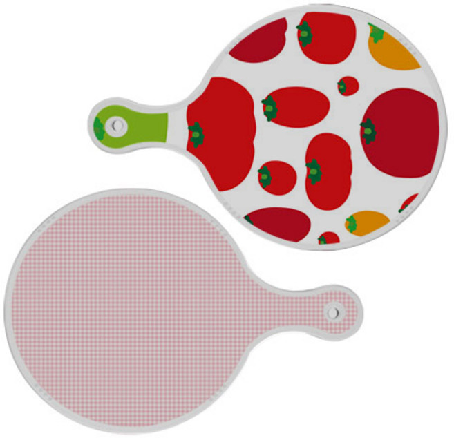 로엠디자인 서빙 도마 토마토형상원형 2p 세트, 토마토형상원형, 훈색체크원형, 1세트