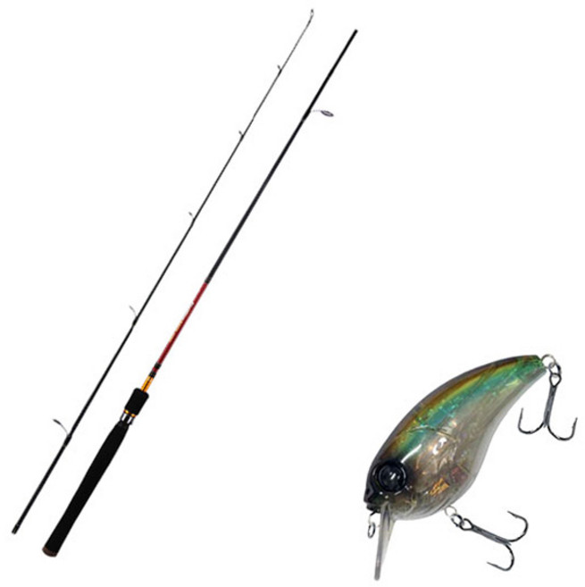 아피스 파이어스톰 배스 루어 낚싯대 S662ML + 다미끼 브루트 70 하드베이트 루어 347T CLEAR REAL BAIT, 1세트