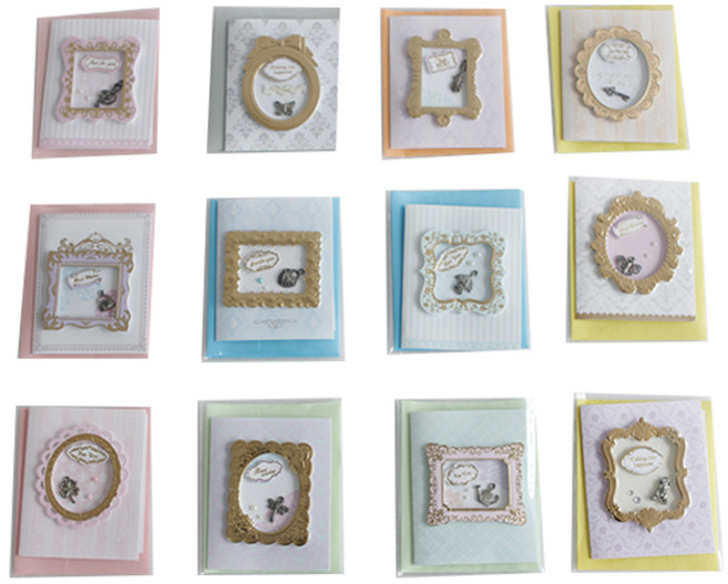 티나피크닉 입체 미니 카드 12종 세트, 액자무늬, 1세트