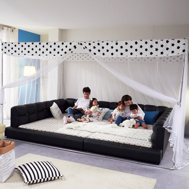 알뜨리 지퍼식 사각 모기장 세트, 블랙