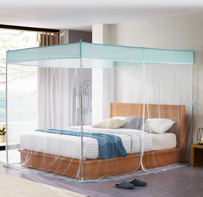 알뜨리 지퍼식 사각 모기장 세트, 민트