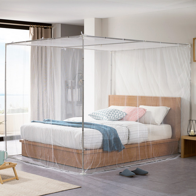 알뜨리 사각 캐노피 모기장 + 스텐봉 세트, 화이트