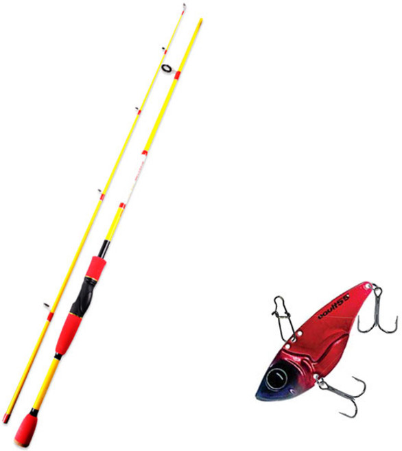 아피스 배스게임 XT 루어 낚싯대 옐로우 + 다미끼 볼트 55 메탈지그 스푼 루어 15g 243H RED GHOST, 1세트