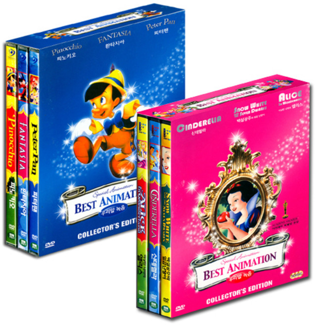 월트디즈니 베스트 애니 블루 + 핑크 6종세트 DVD, 6CD