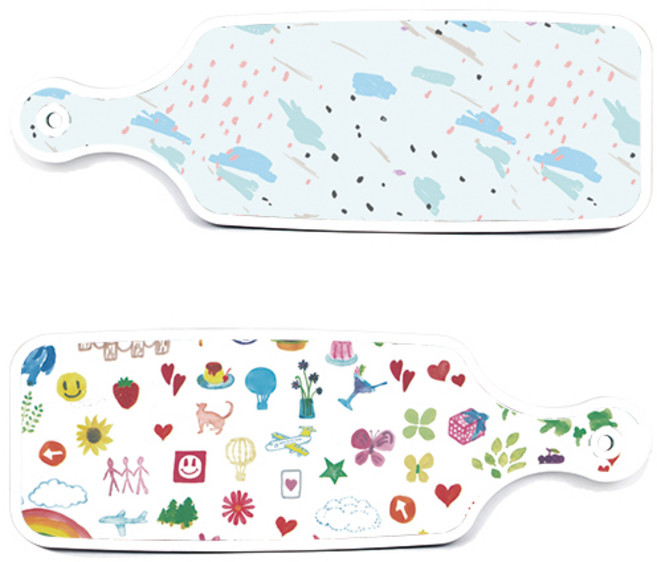 로엠디자인 서빙 도마 보드 2p 수채화 아트 클립 세트, 수채화 아트 클립, 자국 옥색, 1세트