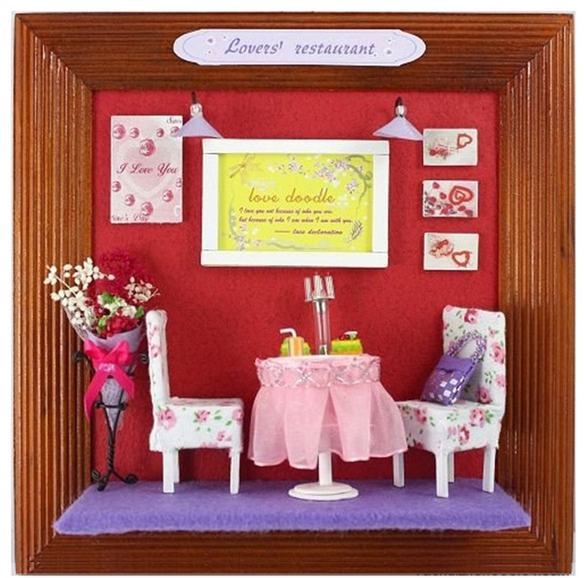 FENGZI JS DIY 디오라마 레스토랑 FZ0278, 혼합 색상, 1개