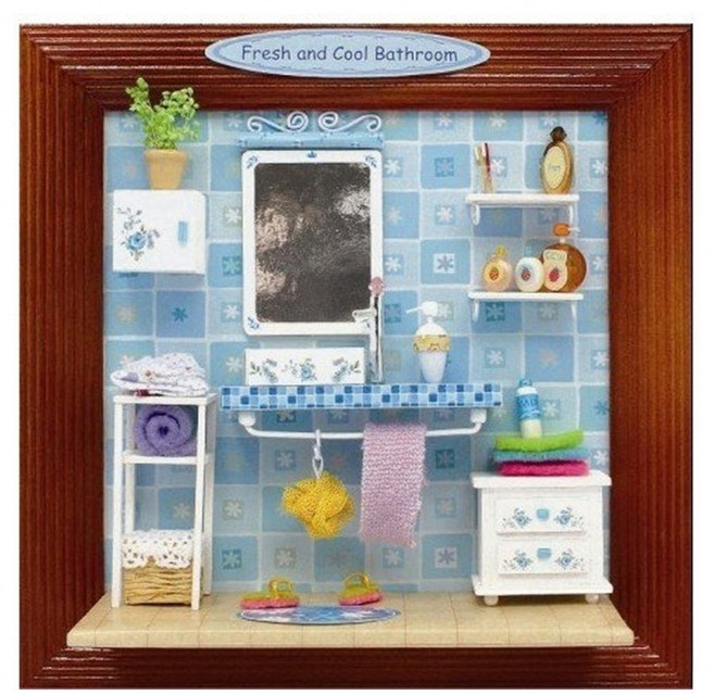 FENGZI JS DIY 디오라마 Bathroom FZ0277, 혼합 색상, 1개
