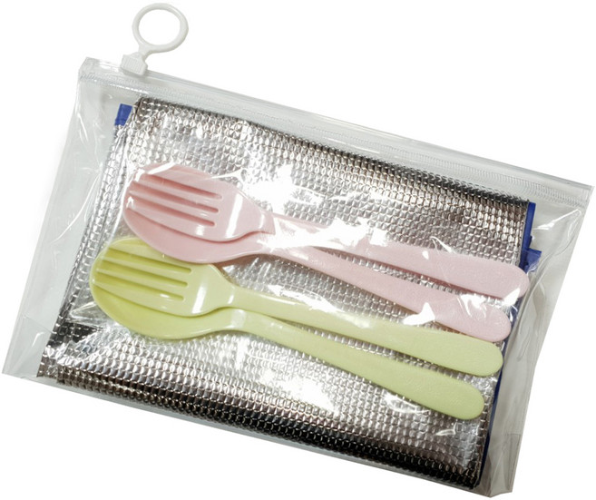 투에이산업 고급 방수 은박 돗자리 + 컬러스푼 2p + 포크 2p, 랜덤 발송