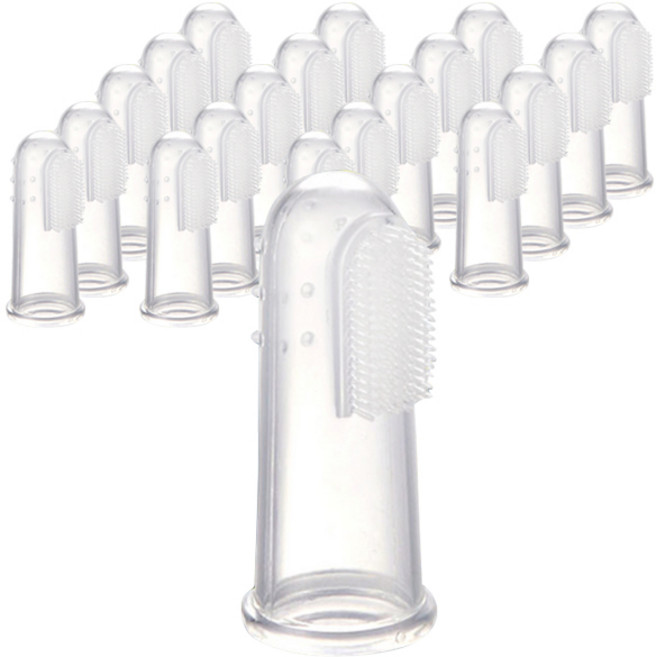 아리코 실리콘 손가락 반려동물 칫솔 22 x 55 mm, 투명, 20개