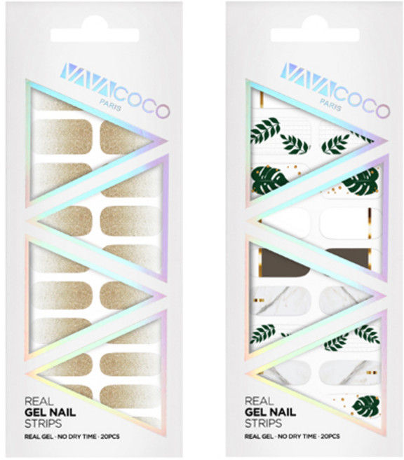 바바코코 젤네일 스트립 스티커 글리터 그라디언트 + 믹스매치 플랜트, 라이트브라운, 다크브라운, 1개