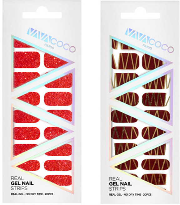 바바코코 젤네일 스트립 스티커 글리터 풀 레드 + 믹스매치 테크노, 풀스칼렛 레드, 2.오텀레드, 1개