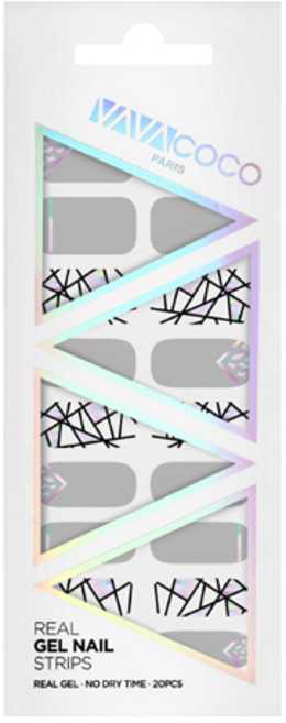 바바코코 믹스매치 브로큰글라스 젤네일 스트립 스티커, 4.그레이, 1개