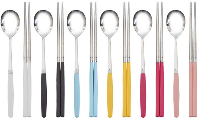 라온누리 픽미 베이직 6컬러 한식수저세트 성인, 믹스, 숟가락 6p + 젓가락 6p, 1세트