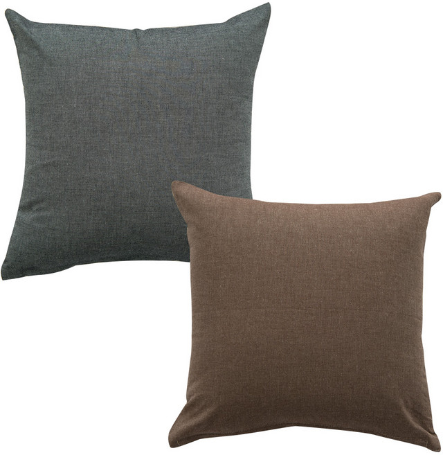 이코니하우스 솜 포함 선염 무지 쿠션 2종 세트, 챠콜 + 브라운