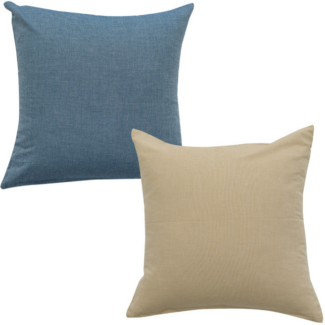 이코니하우스 선염 무지 쿠션 솜 포함 2p 세트, 블루, 베이지