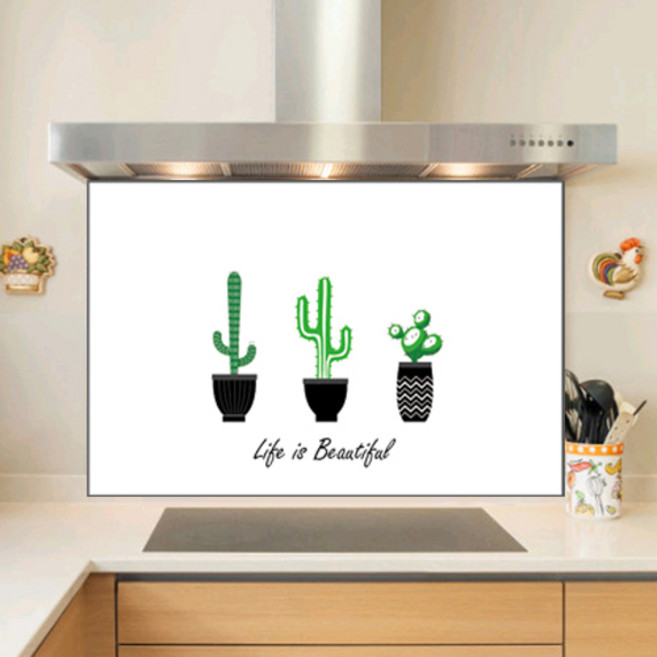 키센 주방아트보드 꽃보다 선인장 895 x 640 mm, 화이트, 1개
