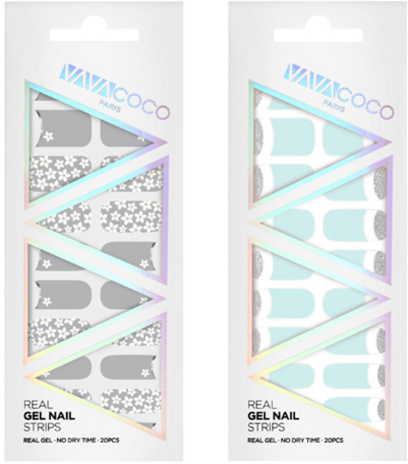 바바코코 젤네일 스트립 스티커 세트 믹스매치 플라워가든 + 믹스매치 루놀라글리터, 3.모던그레이, 3.스카이, 1개
