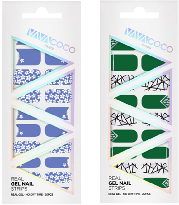 바바코코 젤네일 스트립 스티커 세트 믹스매치 플라워가든 + 믹스매치 브로큰글라스, 1.스카이블루, 3.그린, 1개